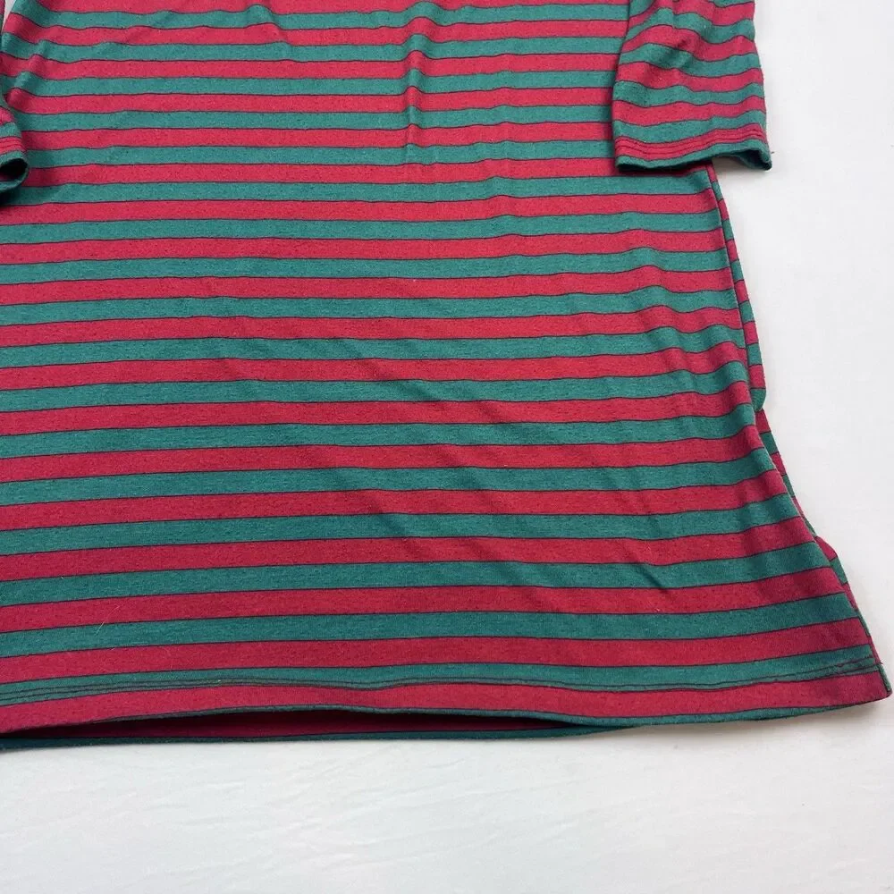 J. Crew Girl's Crewcuts Nightgown Size 7 Red Green Stripe Long Sleeve Pajamas